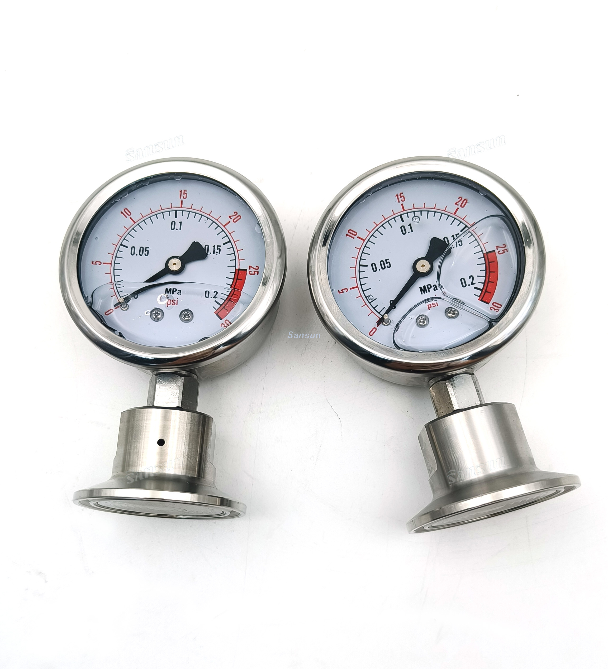 Stainless Steel Tri Clamp End Diaphragm Pressure Gauge 030psi from